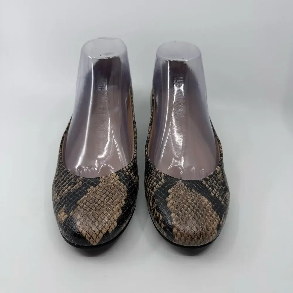 Easy Spirit Bell Snake Print Slip On Ballet Flats US 6.5-7 Leather Animal Print